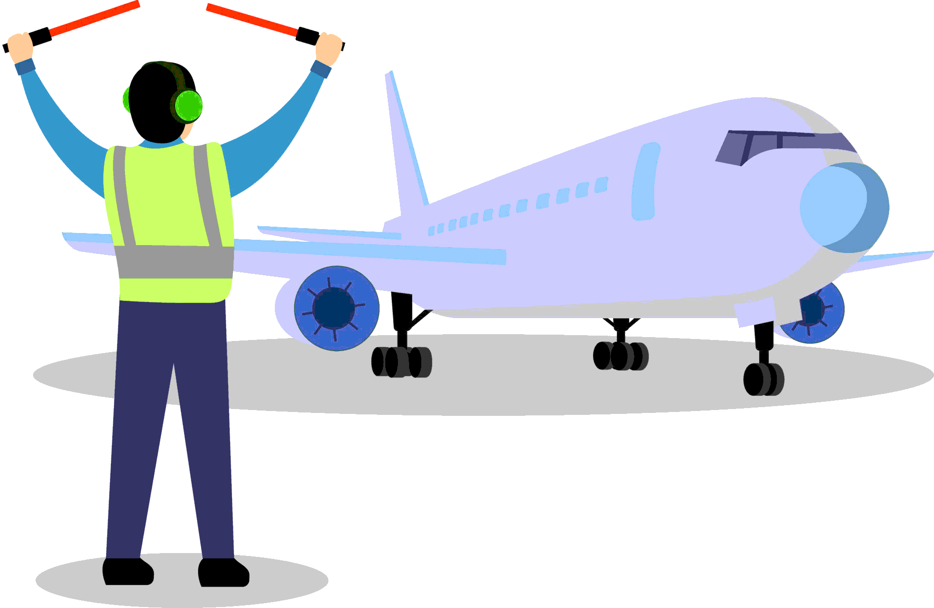 Clip-Art Flight Ground Staff helping take-off